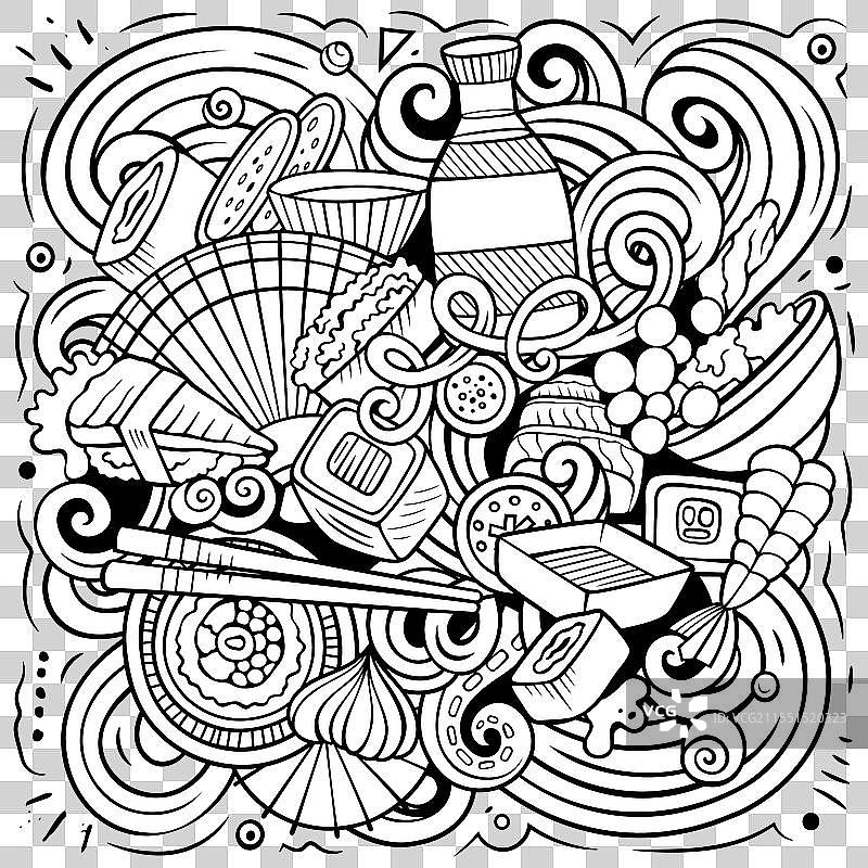 寿司涂鸦卡通搞笑黑板图片素材