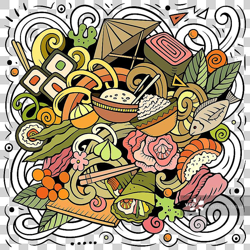 寿司涂鸦卡通搞笑黑板图片素材