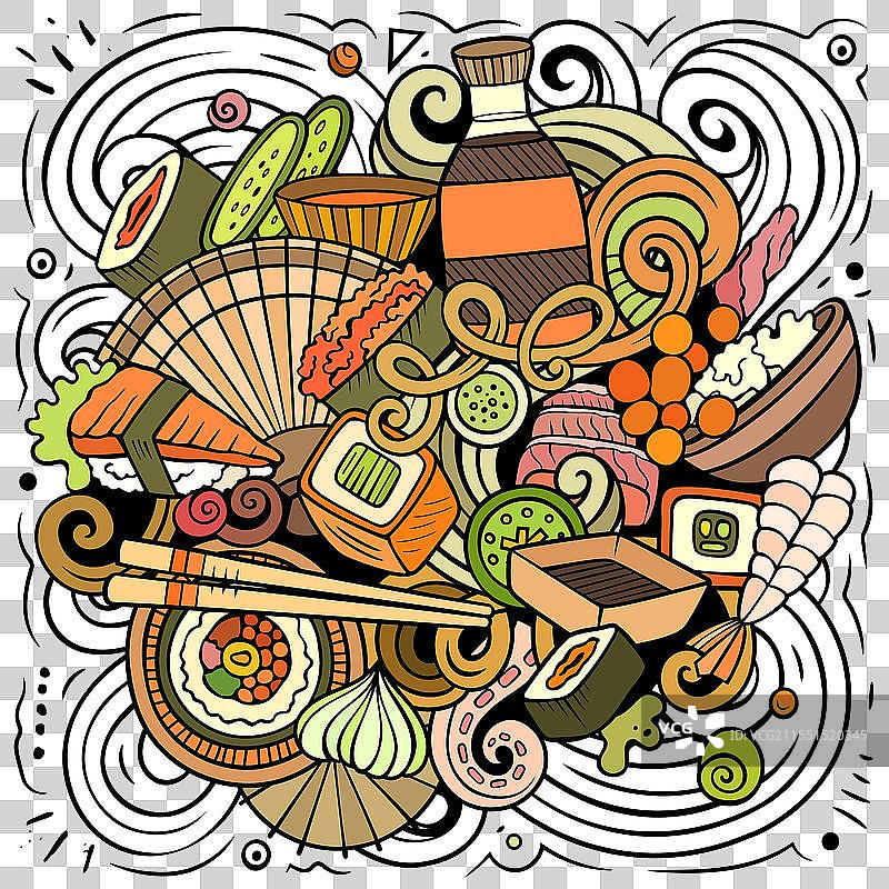 寿司涂鸦卡通搞笑黑板图片素材