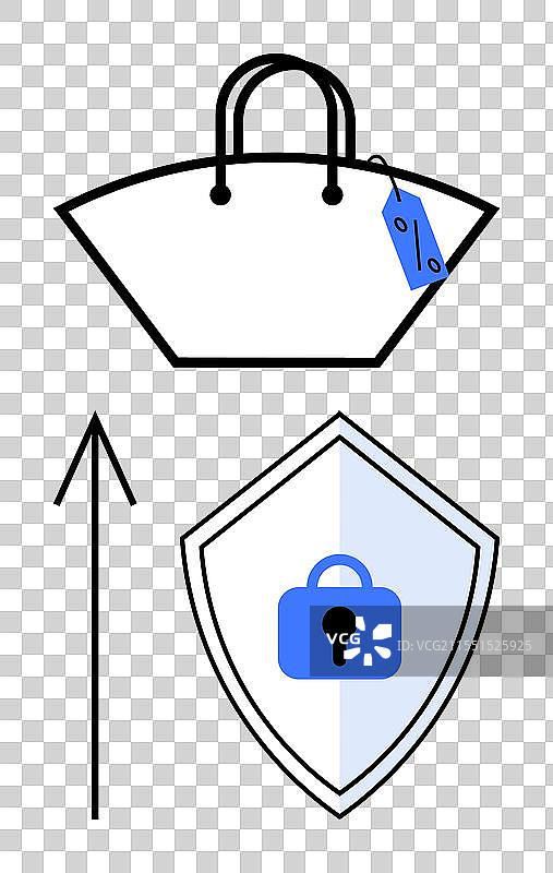 带锁符号的购物袋，表示安全性图片素材