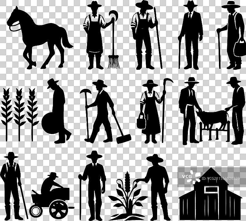 农场工人的剪影图片素材