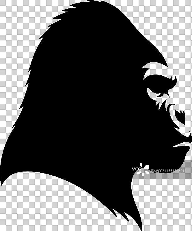 大猩猩头部轮廓剪影图片素材