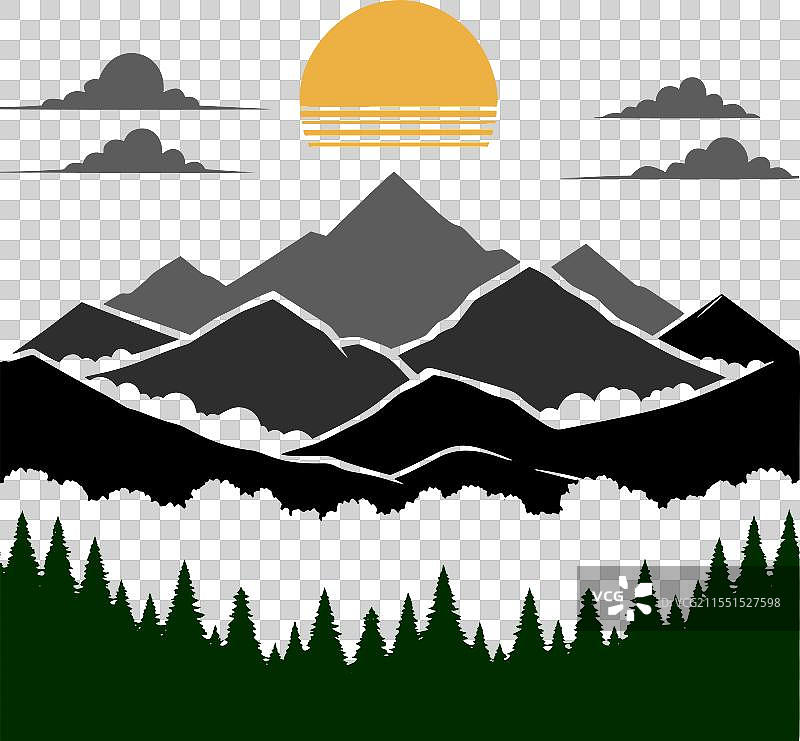 山脉风景日落剪影图片素材