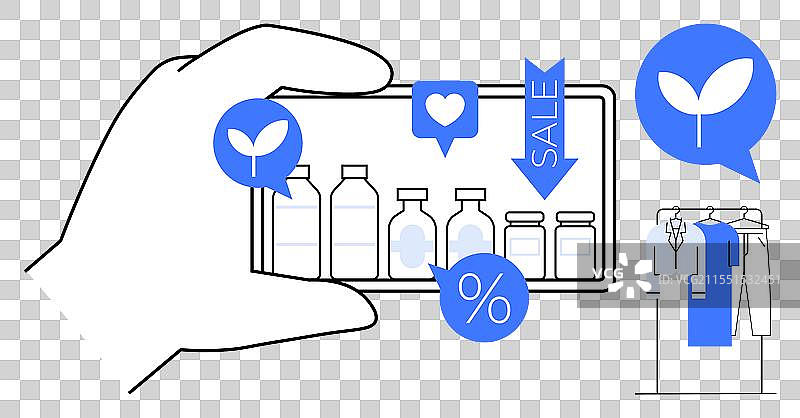 手持智能手机浏览环保信息图片素材