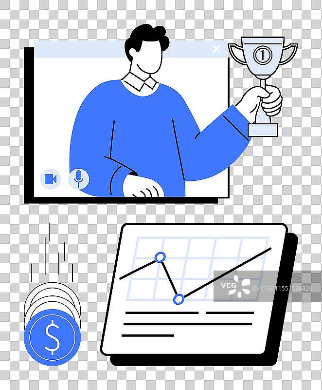 在线成就认可与虚拟奖杯图片素材
