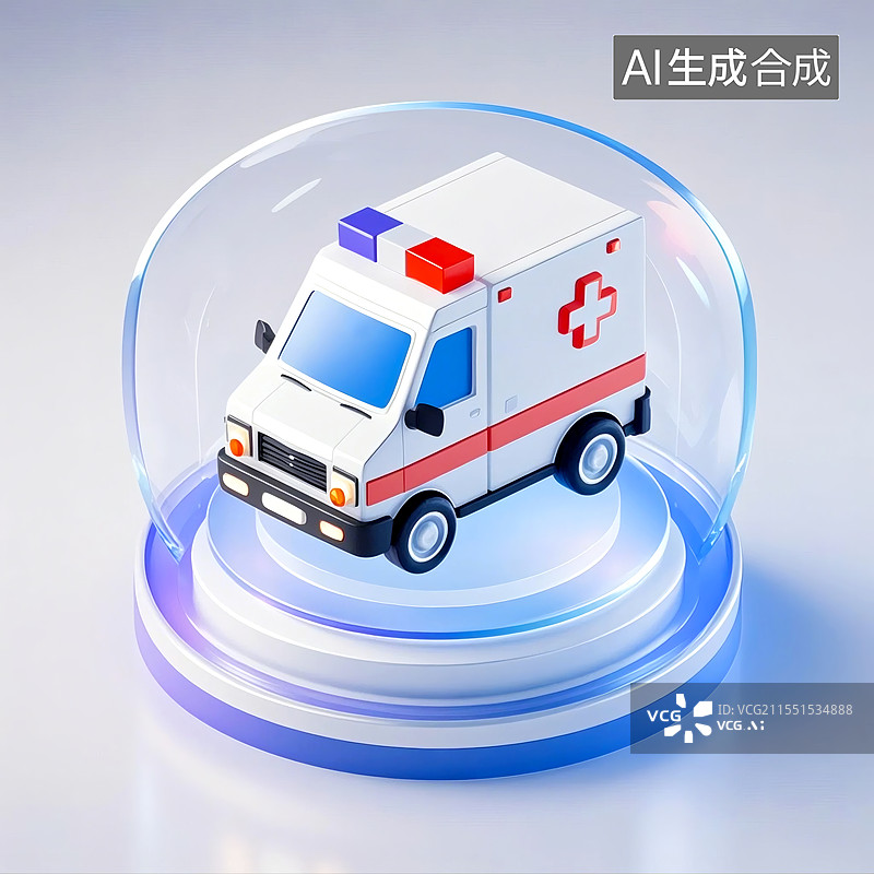 【AI数字艺术】医疗题材系统图标元素：救护车图片素材