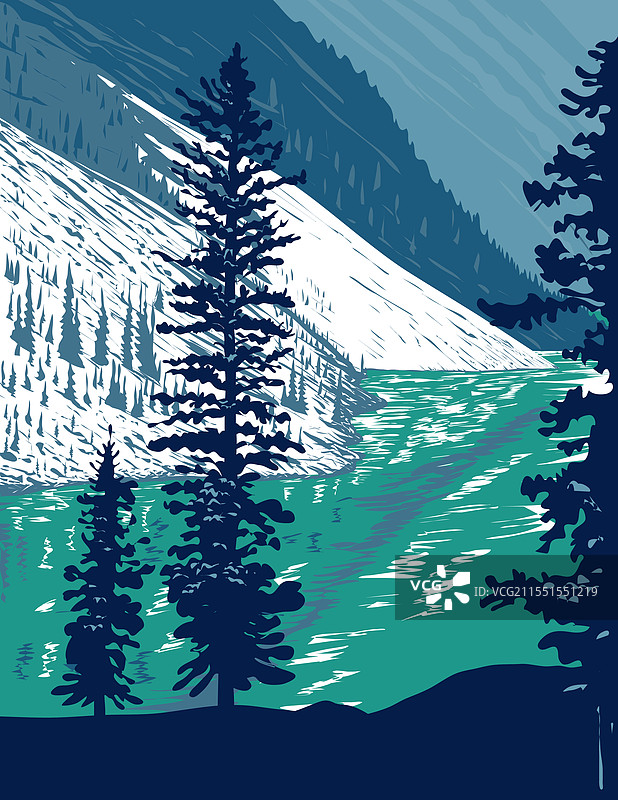 十峰谷中的冰碛湖图片素材