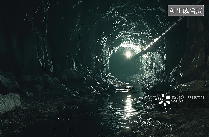 【AI数字艺术】地底矿洞隧道图片素材