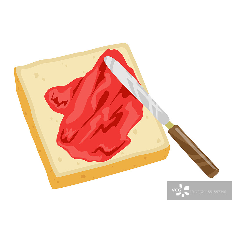 涂抹新鲜草莓酱的白面包图片素材