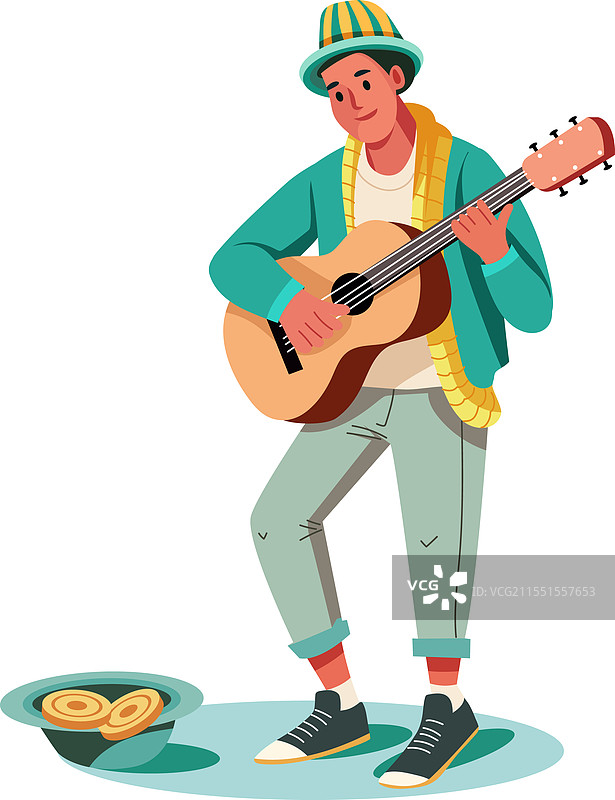 佛罗里达州的街头艺人在演奏吉他图片素材