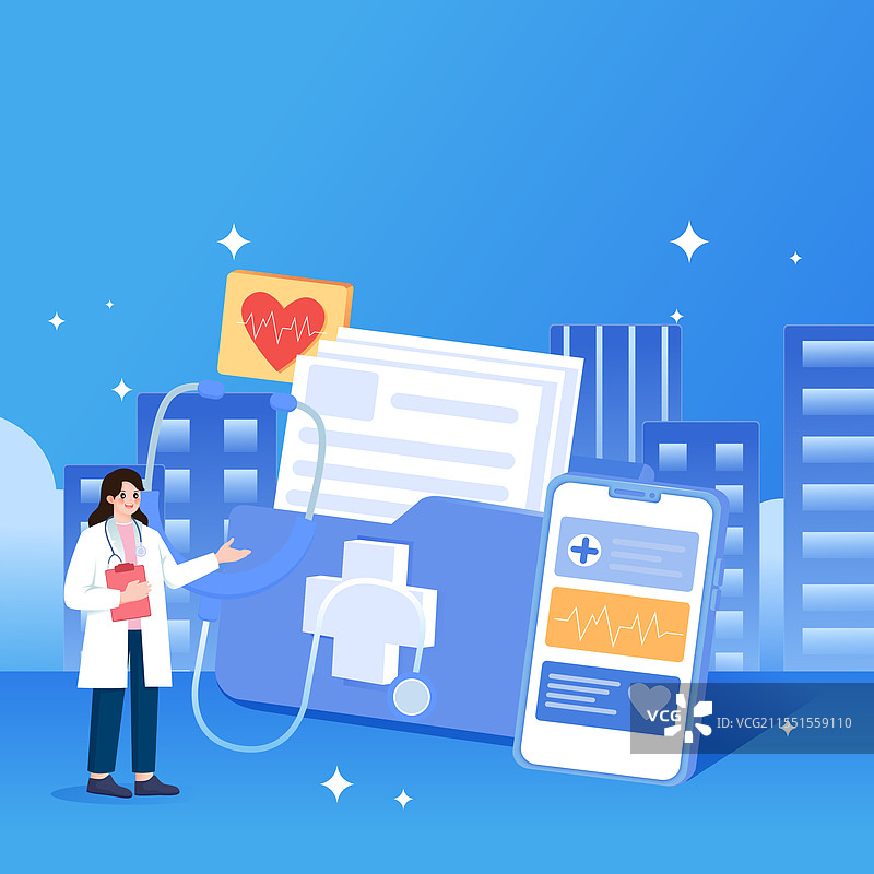 医疗保险百万医疗重疾险矢量插画图片素材