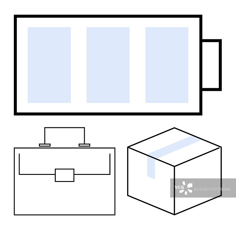 电池公文包和代表性包装图片素材