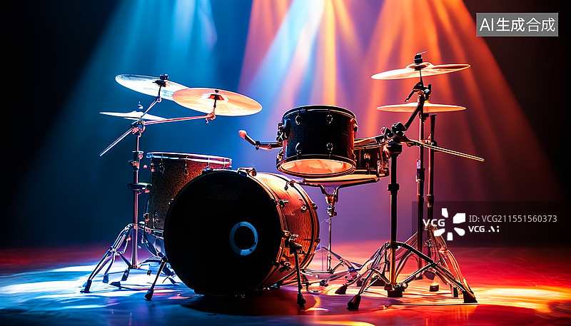【AI数字艺术】充满活力的架子鼓打击乐器图片素材