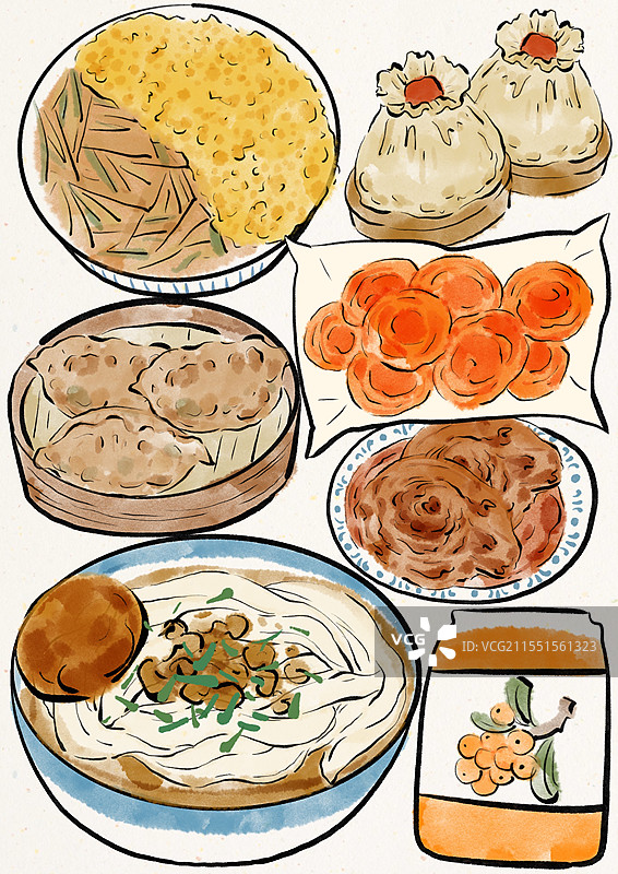 国潮风大同美食插画图片素材