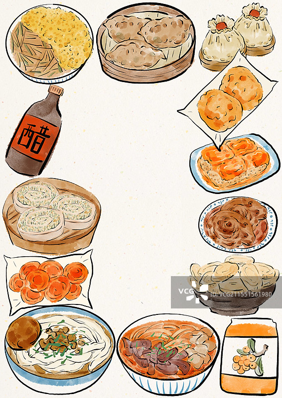 国潮风大同美食插画图片素材