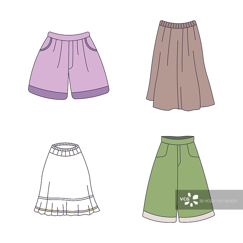 女孩可爱多彩裤子的服装系列图片素材