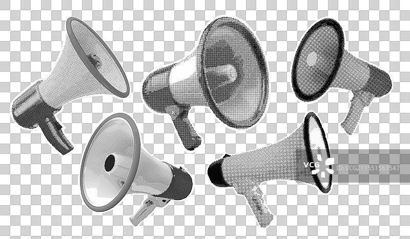 半色调扬声器逼真的扩音器图片素材