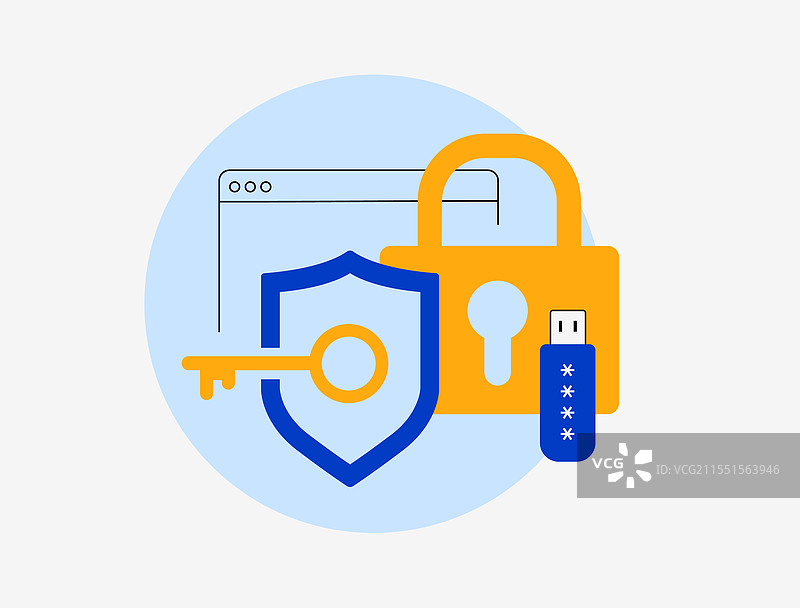 网络安全概念，带有盾牌和挂锁图片素材