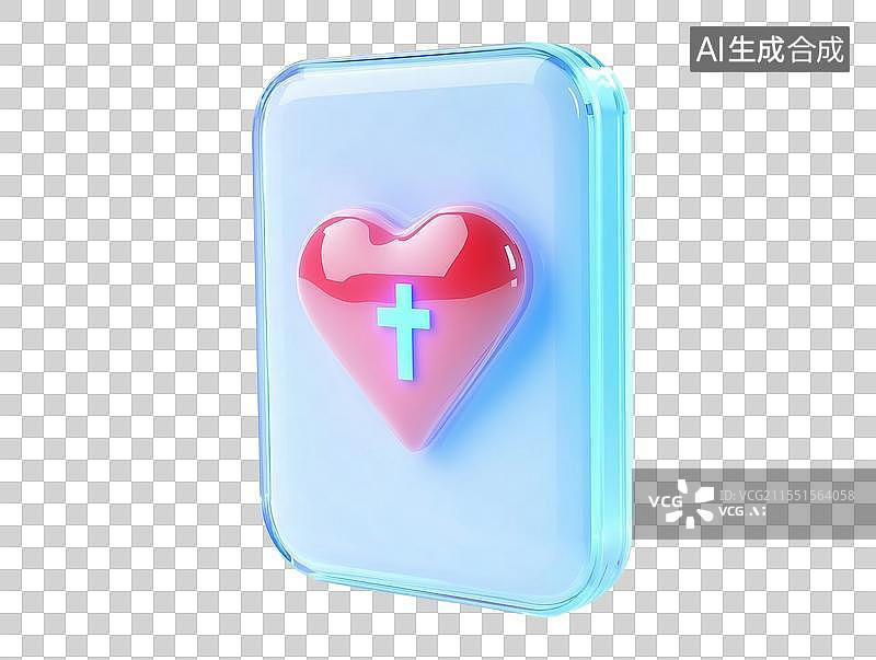 【AI数字艺术】手机屏幕心脏加号图标图片素材
