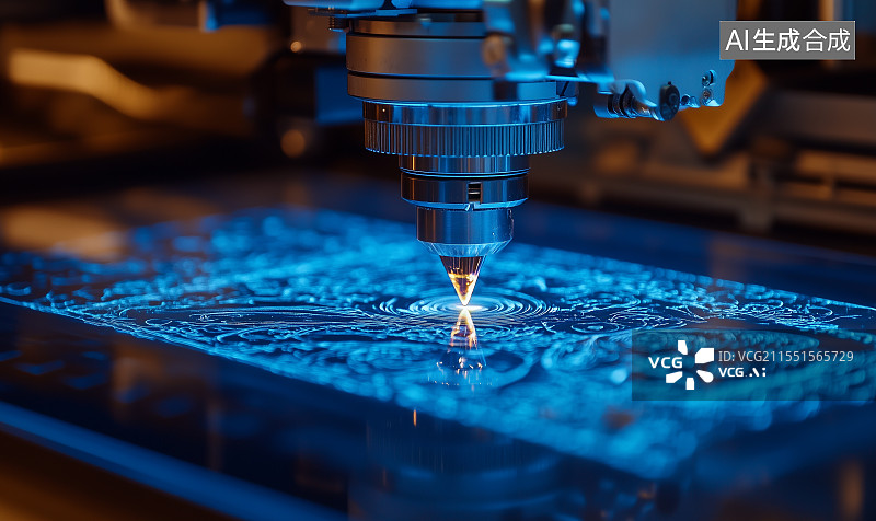 【AI数字艺术】蓝色背景上光刻机概念效果图图片素材