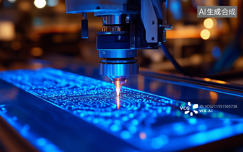 【AI数字艺术】蓝色背景上光刻机概念效果图图片素材