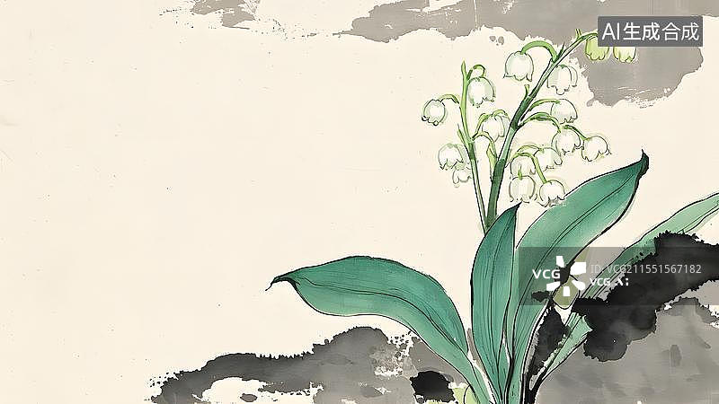 【AI数字艺术】水墨画背景居右图片素材