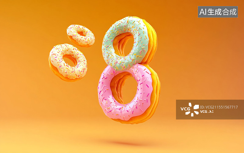 【AI数字艺术】卡通数字8-甜甜圈形象设计图片素材