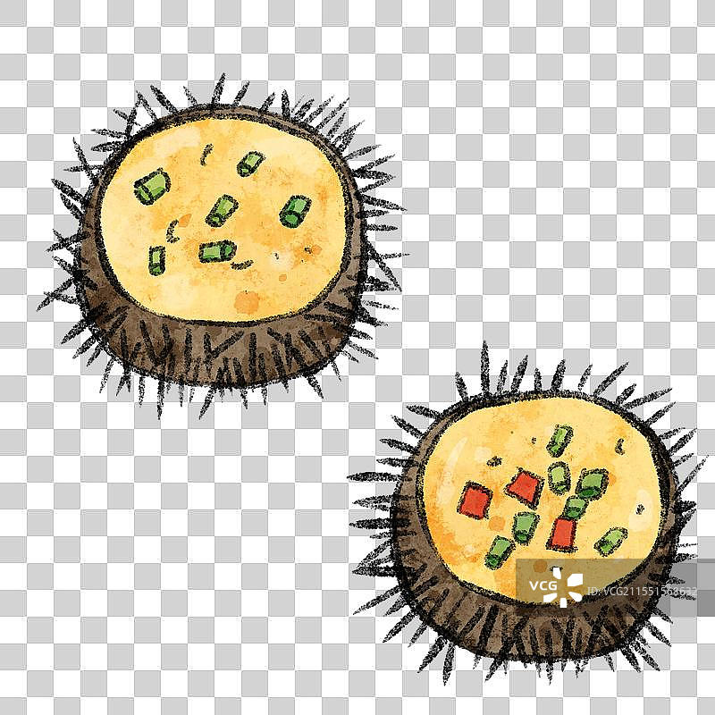 山东烟台美食国风插画-海胆蒸蛋图片素材