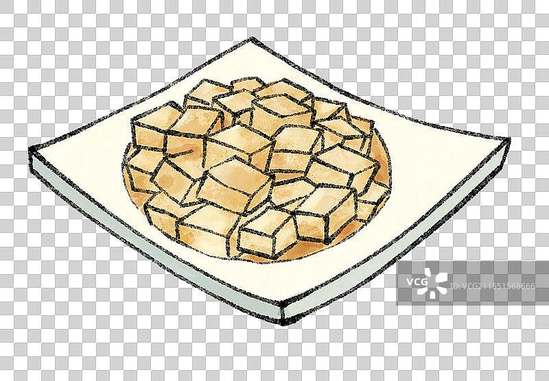 山东烟台美食国风插画-烟台焖子图片素材