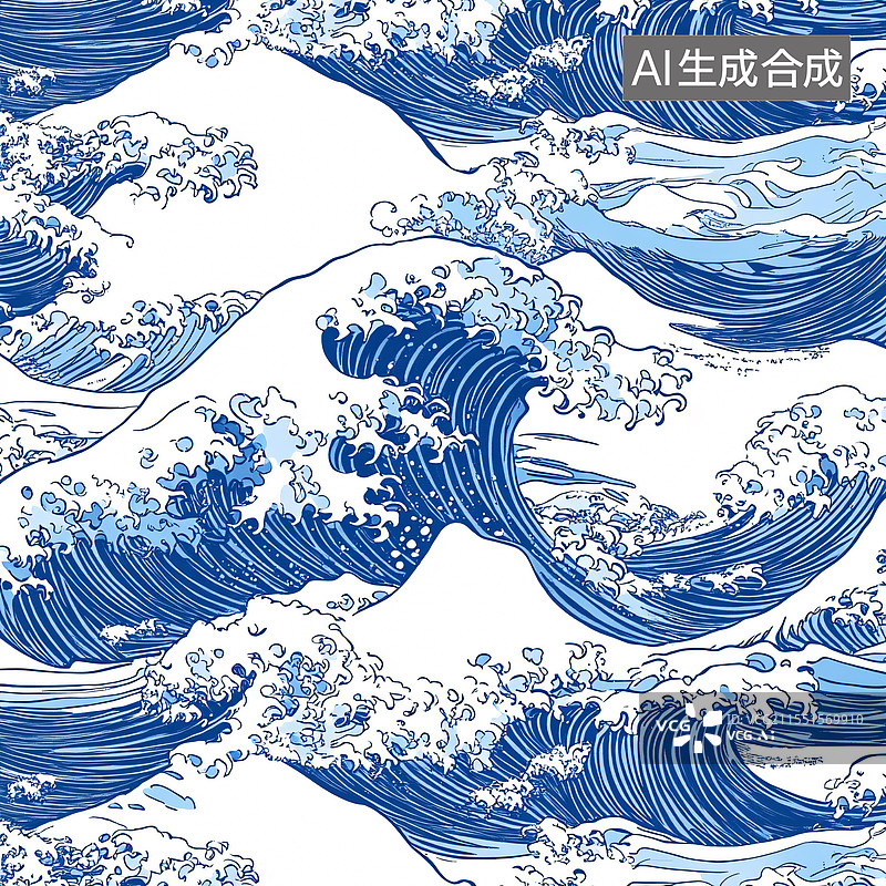 【AI数字艺术】浮世绘风格海浪图图片素材