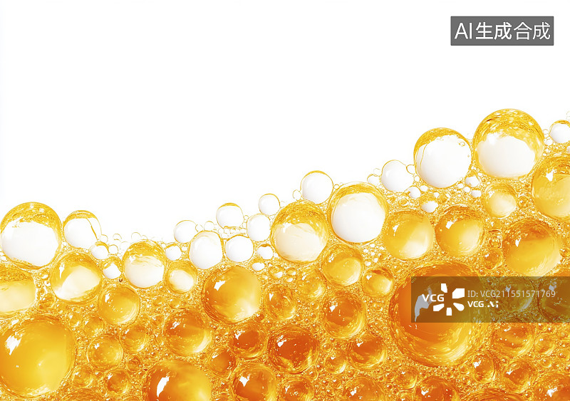 【AI数字艺术】外观表面浇棕黄色润滑剂液体为气泡背景可使用食用油。图片素材