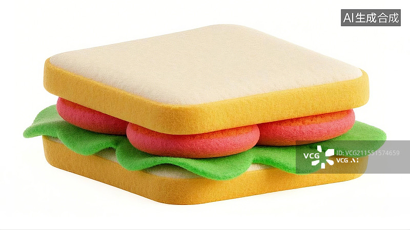 【AI数字艺术】3D卡通毛毡图标卡通汉堡图片素材