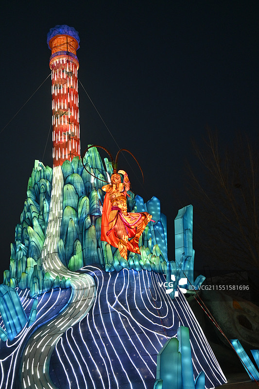 淄博玉黛湖悟空花灯图片素材