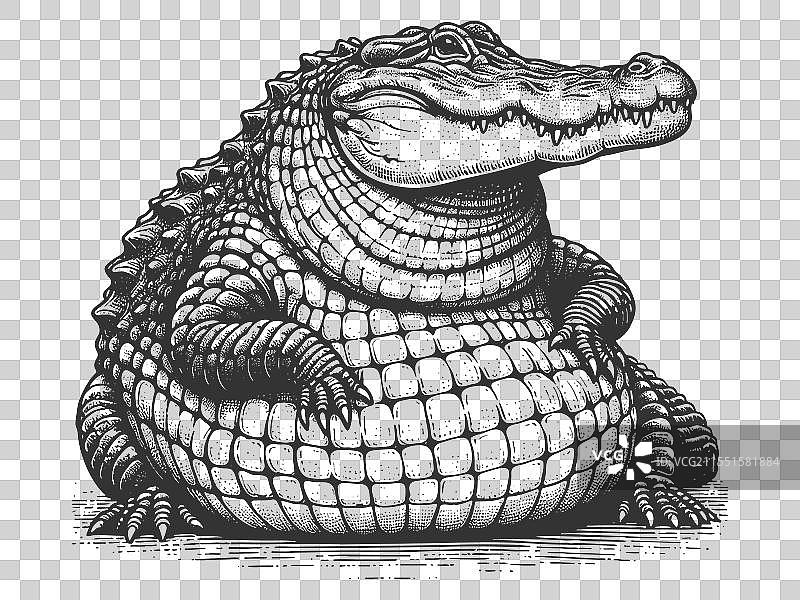 胖胖的卡通鳄鱼雕刻图片素材