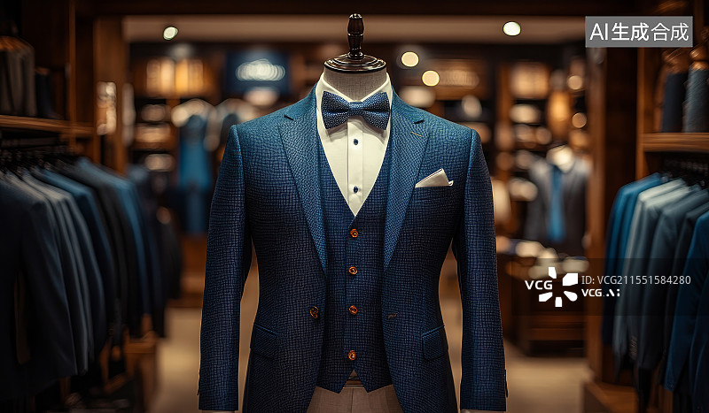 【AI数字艺术】店铺内展示的男士西装图片素材