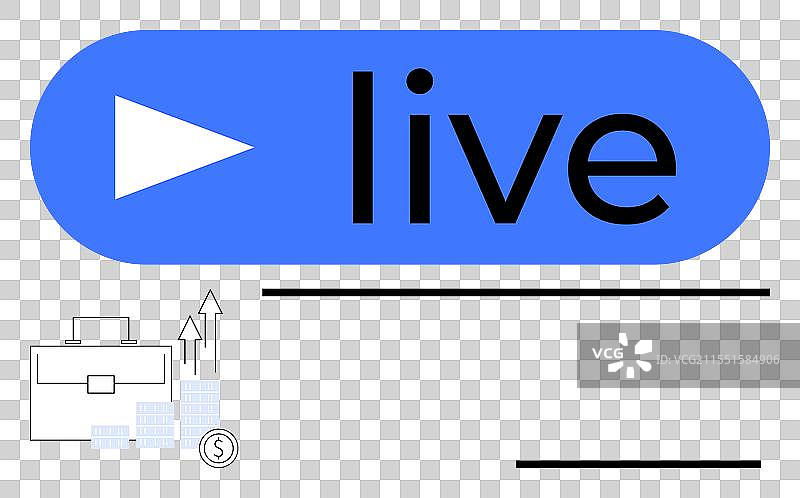 蓝色直播按钮与财务增长图片素材
