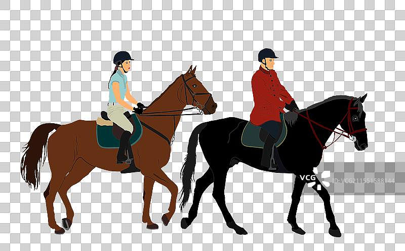 骑马的男女骑师情侣图片素材