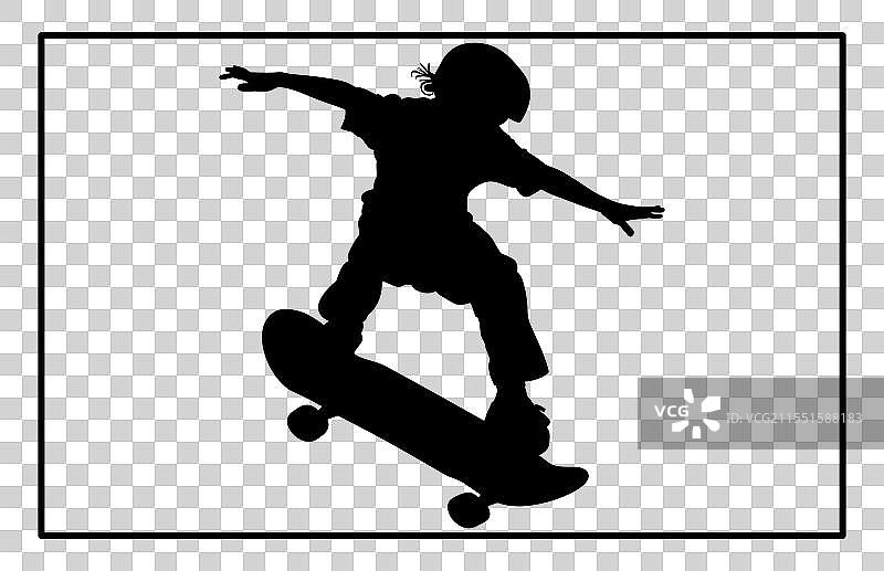 孩子们滑板的剪影图片素材