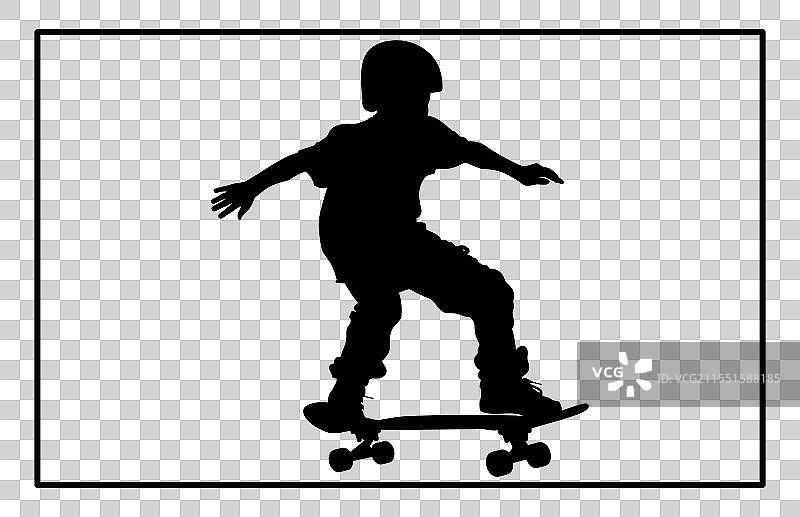 孩子们滑板的剪影图片素材