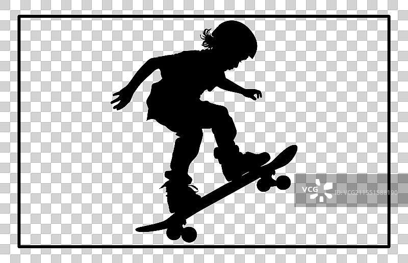滑板少年剪影图片素材