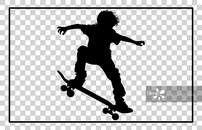 滑板少年剪影图片素材