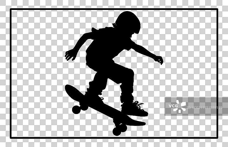 孩子们滑板的剪影图片素材