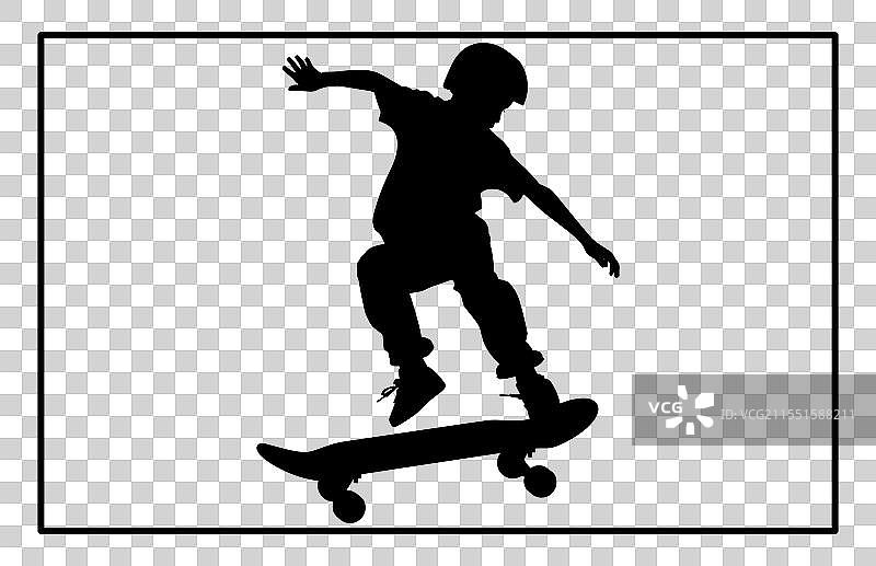 滑板少年剪影图片素材