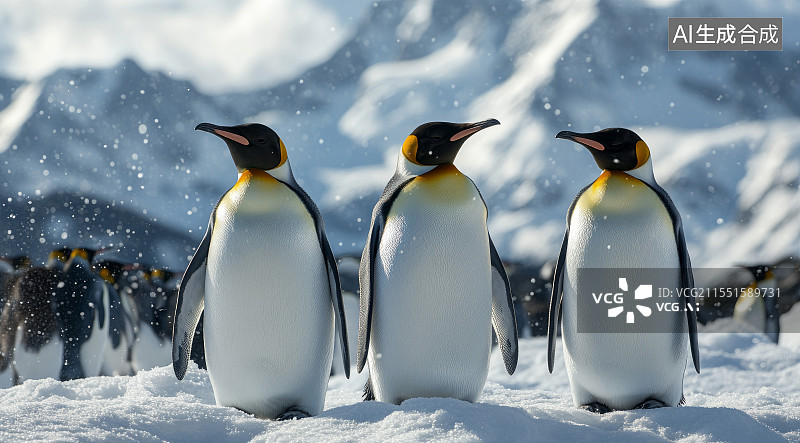 【AI数字艺术】雪地上的企鹅图片素材