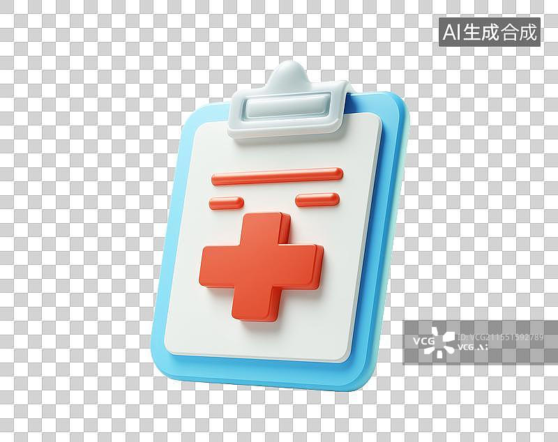 【AI数字艺术】3D粘土立体写手医用文件病例办公夹板元素图片素材