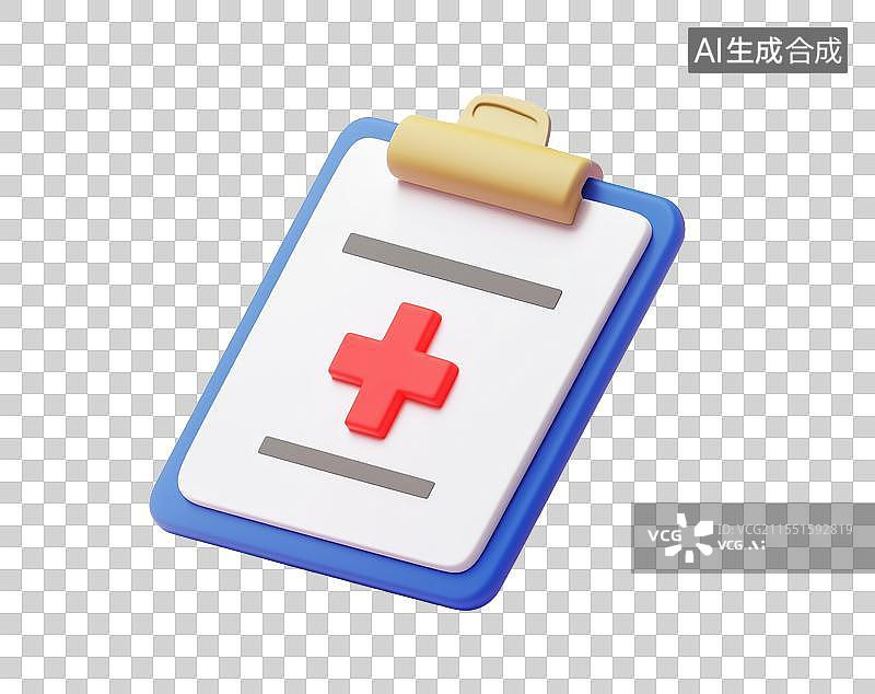 【AI数字艺术】3D粘土立体写手医用文件病例办公夹板元素图片素材