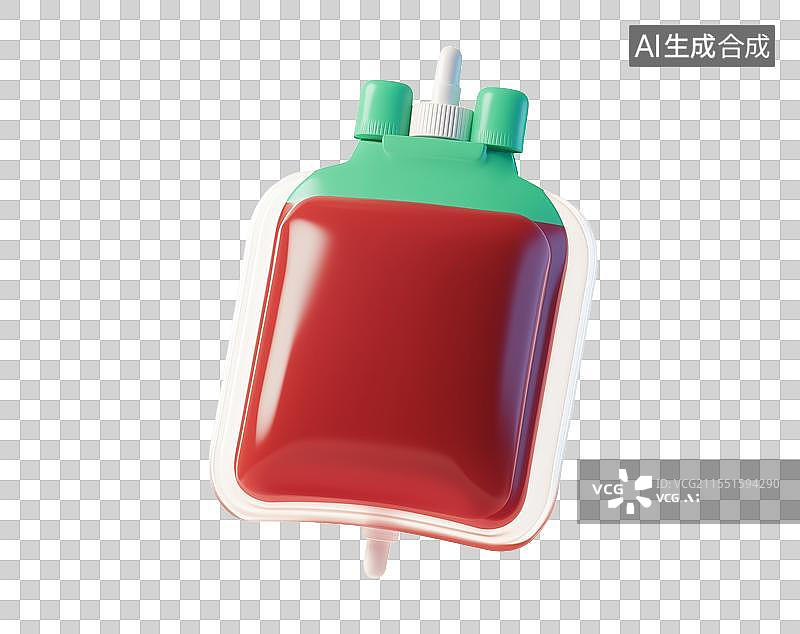 【AI数字艺术】3D粘土血浆献血输血血袋元素图片素材