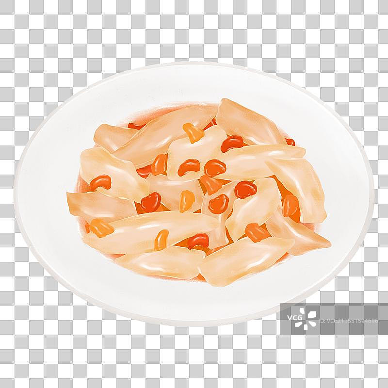连云港特色美食插画‌蟹黄煨鱼肚‌图片素材