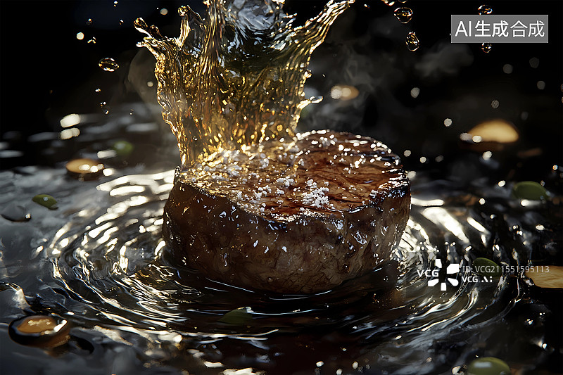 【AI数字艺术】浪漫西餐牛排红酒特写图片素材
