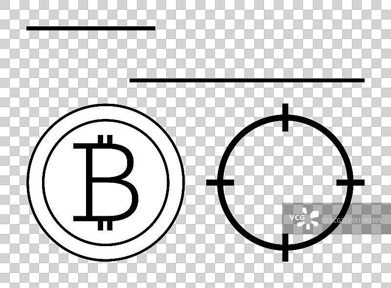比特币符号在硬币内，目标聚焦图片素材